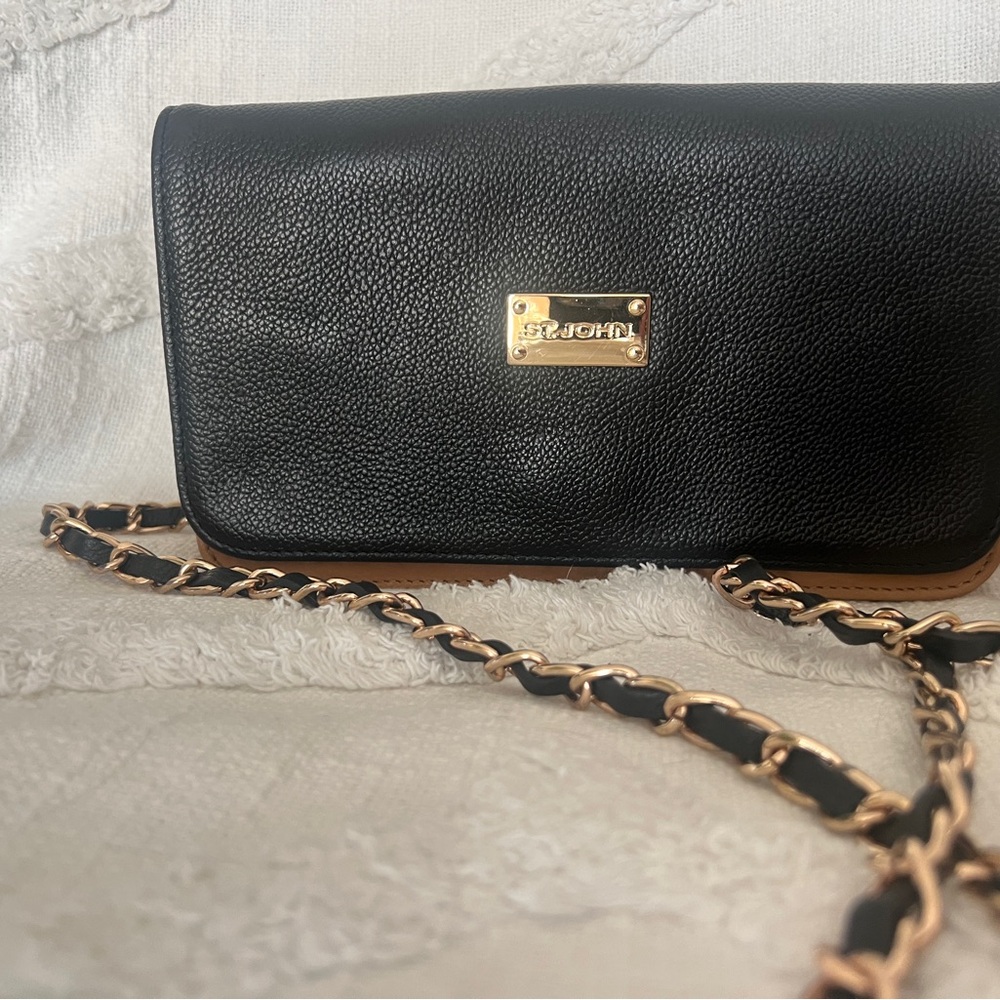 St. John Black Crossbody Bag with Chain Strap